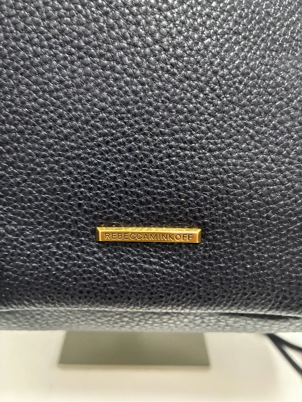 Rebecca Minkoff Pebbled Leather Navy Backpack with Gold Hardware